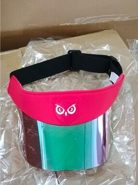 Owlpha Sports - Red Visor, hat, cap, Iridescent Solar Shield and Embroidered Owl